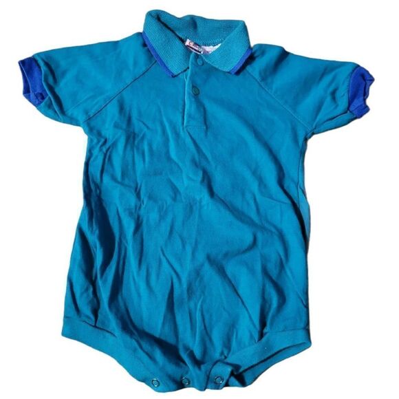 Vintage Circo Green And Blue Collared Romper Size 24M - Picture 1 of 3